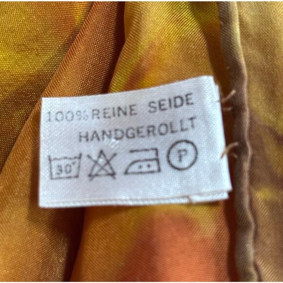 Brilliant Yellow Gold Orange Hand Tie Dyed Silk Scarf Large Square Boho Hippie - Picture 4 of 10